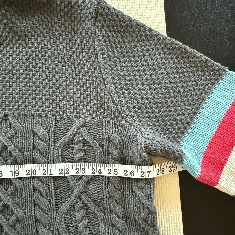 POL 💎 New Gray Cable-knit Sweater Hoodie Medium/Heavy Rare Detailing Warmth NWOT - Picture 13 of 16